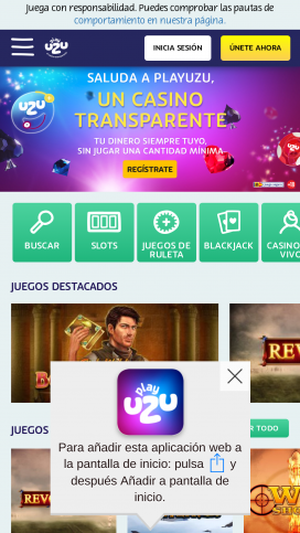 PlayUZU Aplicación Homepage