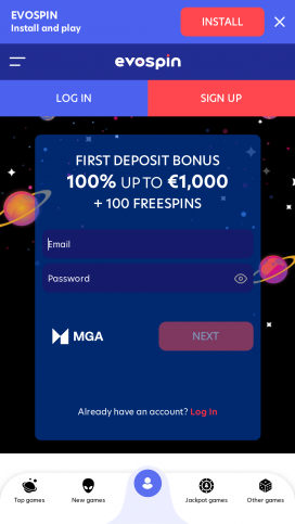 Evospin Casino Apps Homepage