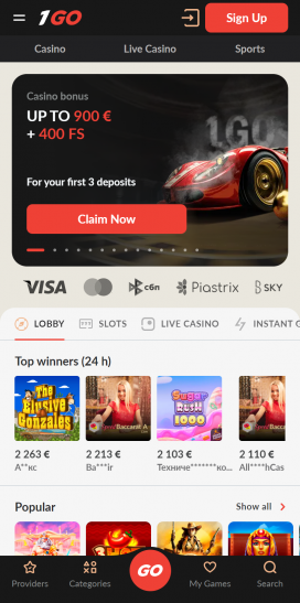 1Go Casinos Homepage