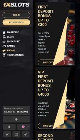 Aplicaciones del casino 1xSlots Homepage