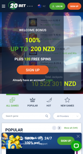 Aplikacje kasyna 20Bet Homepage