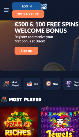 Aplikacje kasyna Bison Homepage