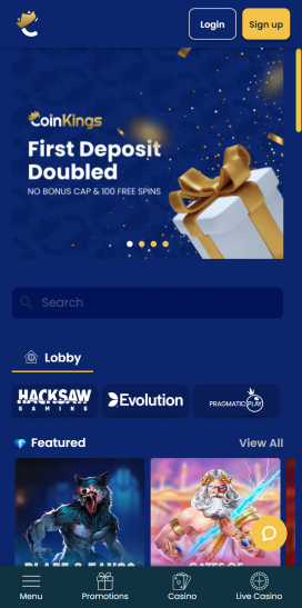 App CoinKings Homepage