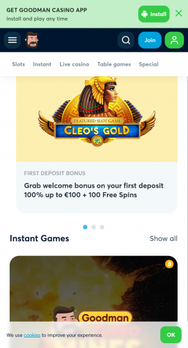 Goodman Casino Apps Homepage