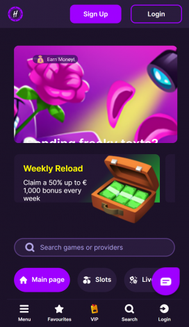 HitMe Casino Apps Homepage