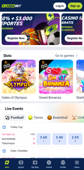 JugaBet App Homepage