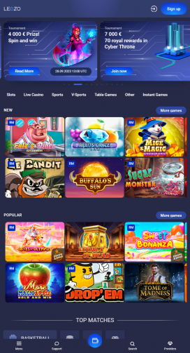 Legzo Casino Apps Homepage