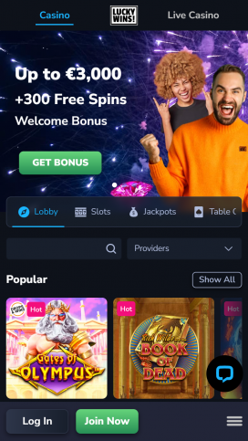 LuckyWins Casino Apps Homepage
