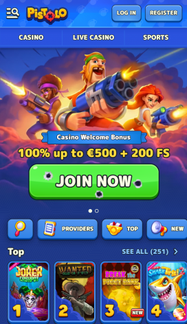 Pistolo Casino Apps Homepage