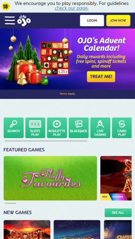 PlayOJO Apps Homepage