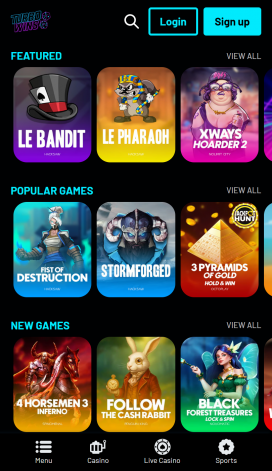 Turbo Wins Casino Apps Homepage