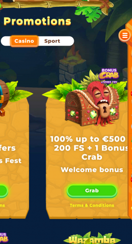 App di Wazamba Casino Homepage
