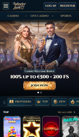 WonderLuck Casino Apps Homepage