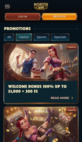 MonsterWin Casino Apps Homepage