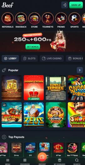 Beef Casino Homepage