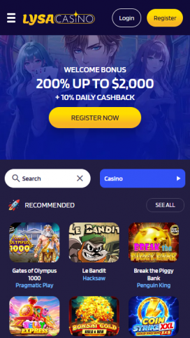 LysiaCasino Apps Homepage