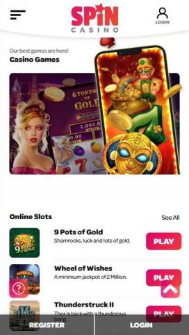 Spin Casino Apps Homepage