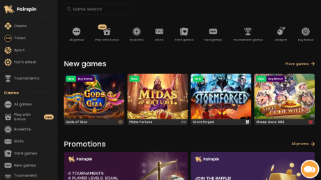 Aplikacje kasyna Fairspin Homepage