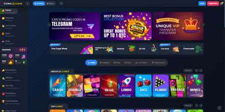 Coins.Games Homepage