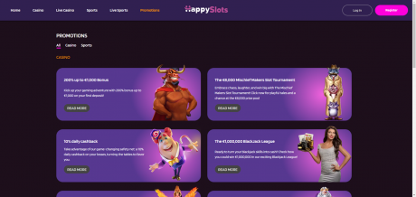 HappySlots Casinos Homepage