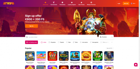 Aplikacja HitnSpin Homepage
