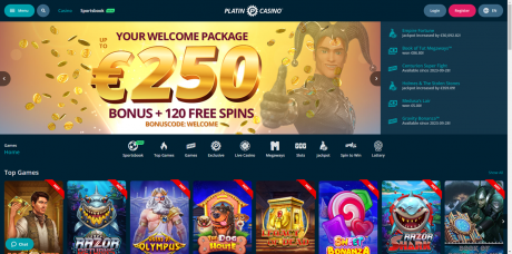 Aplikacja Platincasino Homepage