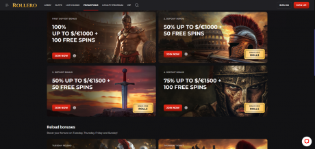 Rollero Casinos Homepage