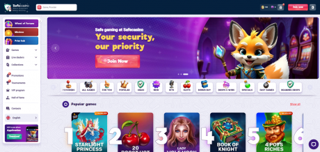 SafeCasinos Homepage