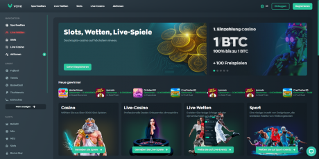 Vave Casinos Homepage
