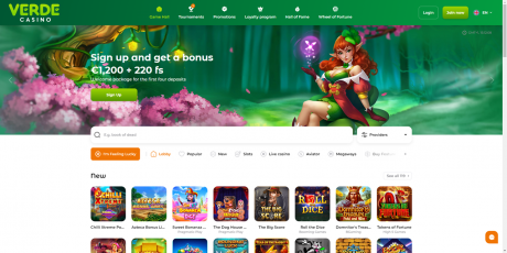 Verde Casino-apper Homepage