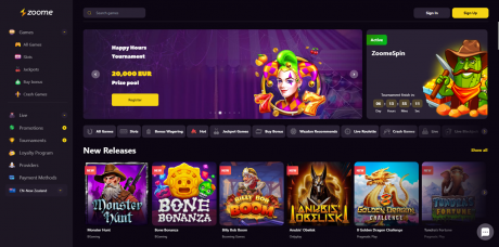 Zoome Casino Homepage