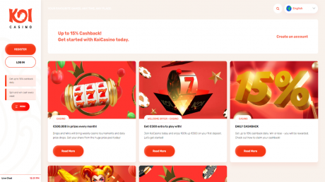 KoiCasino mobil Homepage