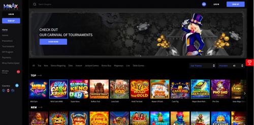 Mirax Casino Screenshot